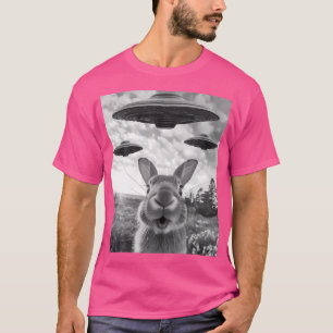Rabbit Selfie With Ufos Vintage Alien Rabbit T-Shirt