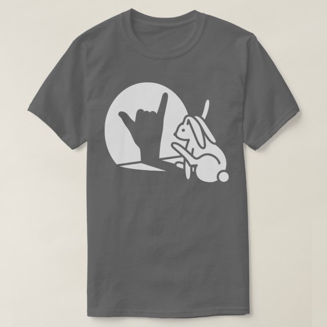 Rabbit shadow hand Call You hand sign language T-Shirt (Design Front)