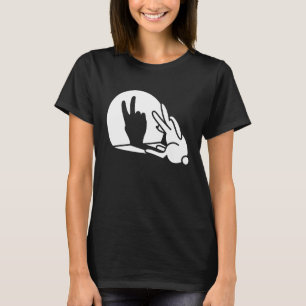 Rabbit shadow hand peace sign hippie Easter bunny T-Shirt