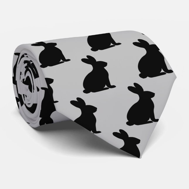 Rabbit Silhouette Tie (Rolled)