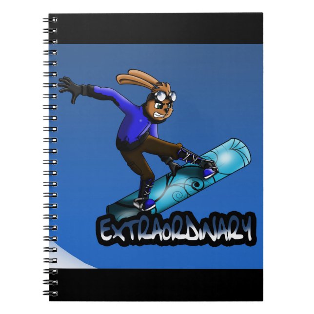 Rabbit Snowboarder Spiral Notebook (Front)