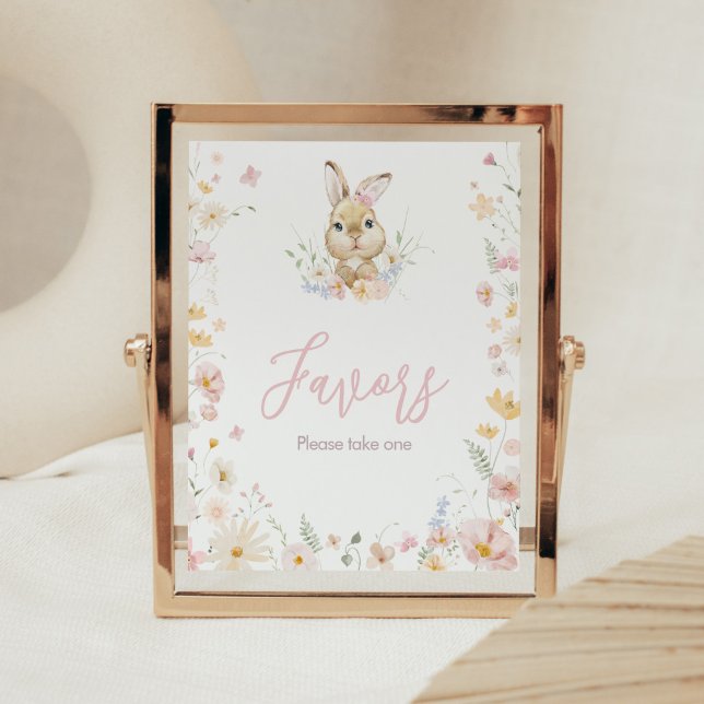 Rabbit Somebunny Baby Shower Favours Poster (Somebunny Rabbit Baby Shower Favors Sign)