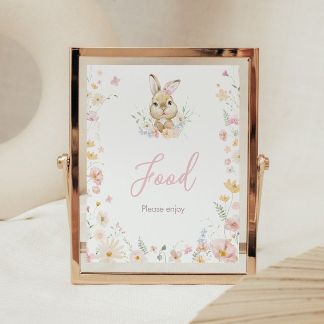 Rabbit Somebunny Baby Shower Food Poster (Somebunny Rabbit Baby Shower Food Sign)