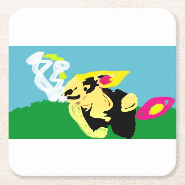 Rabbit spring   square paper coaster (Front)