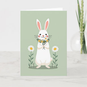 Rabbit Springtime Bouquet Card