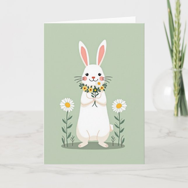Rabbit Springtime Bouquet Card (Front)