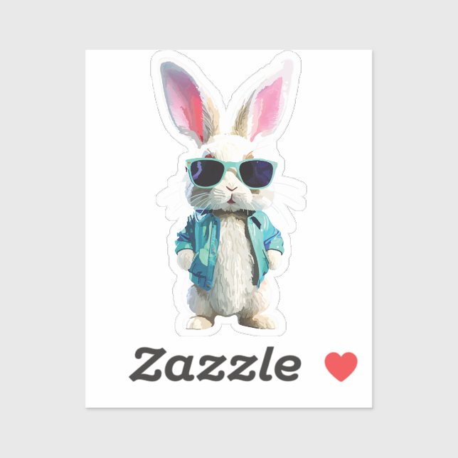 Rabbit Sticker with Jacket and Sunglasses (Sheet)