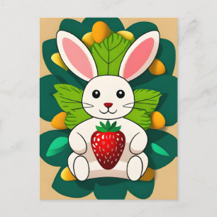 Rabbit, Strawberry, Mandala, Postcrossing Postcard