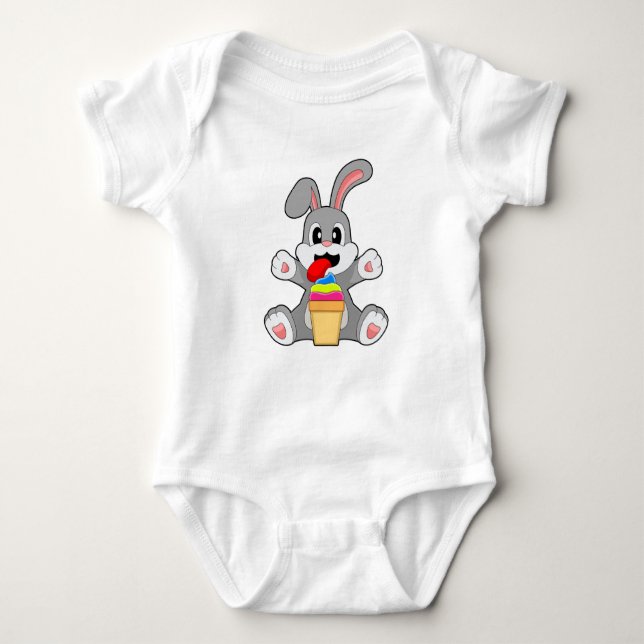 Rabbit Sundae Baby Bodysuit (Front)