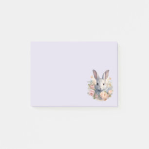Rabbit Surrounded by Pastel Flowers Cute Post-it Notes