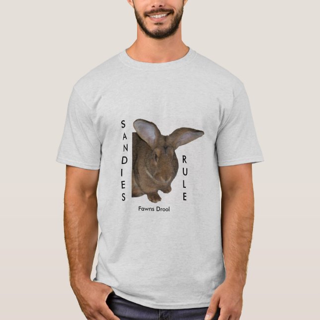 Rabbit T-shirt SANDIES RULE Fawns Drool mens (Front)
