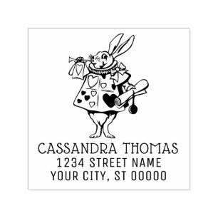 Rabbit Trumpeter Alice in Wonderland Name Address Self-inking Stamp
