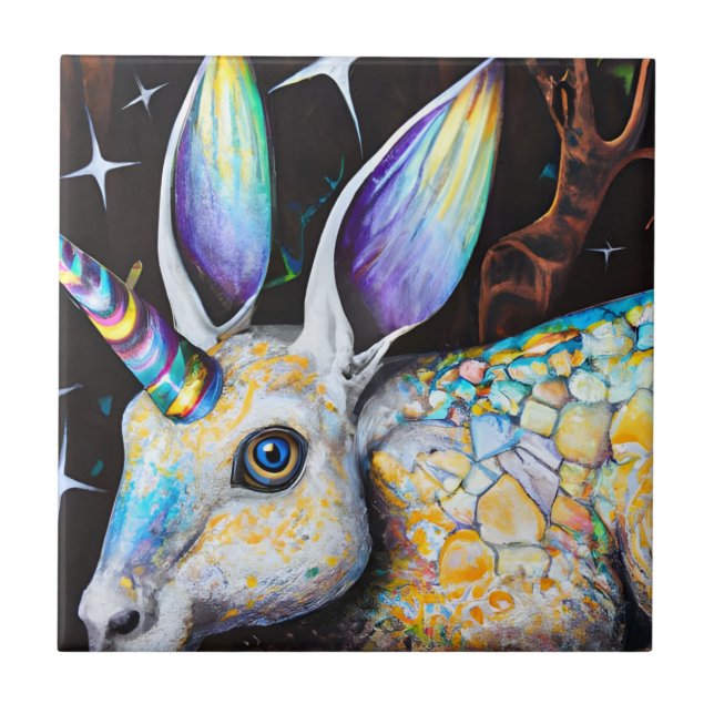 Rabbit Unicorn Ceramic Tile (Front)