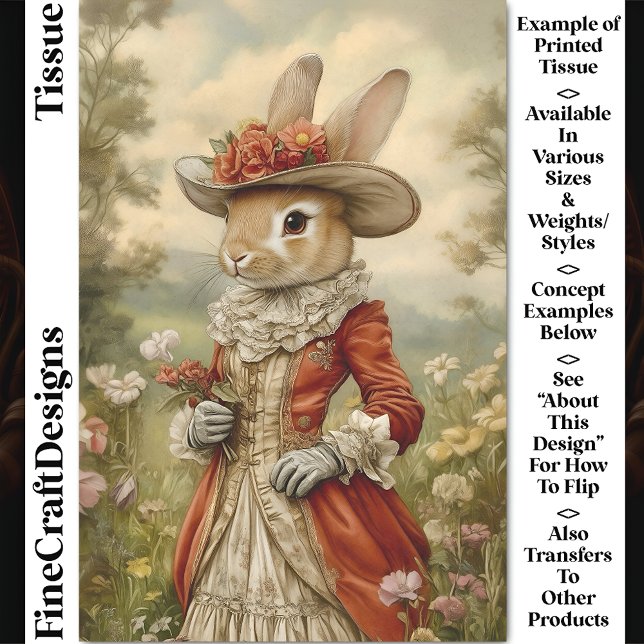 Rabbit, Vintage Outfit, Countryside CL7 Decoupage Tissue Paper (Creator Uploaded)