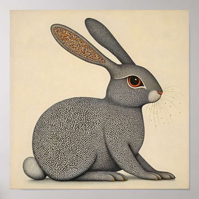 Rabbit Wall Art Wildlife Animal Poster  (Front)