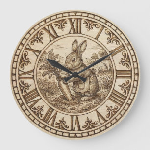 Rabbit Wall Clock – Wood-Burned Style