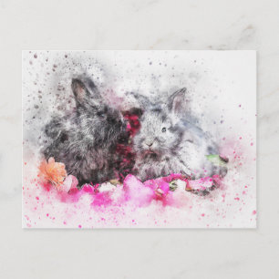 Rabbit Watercolor Postcard