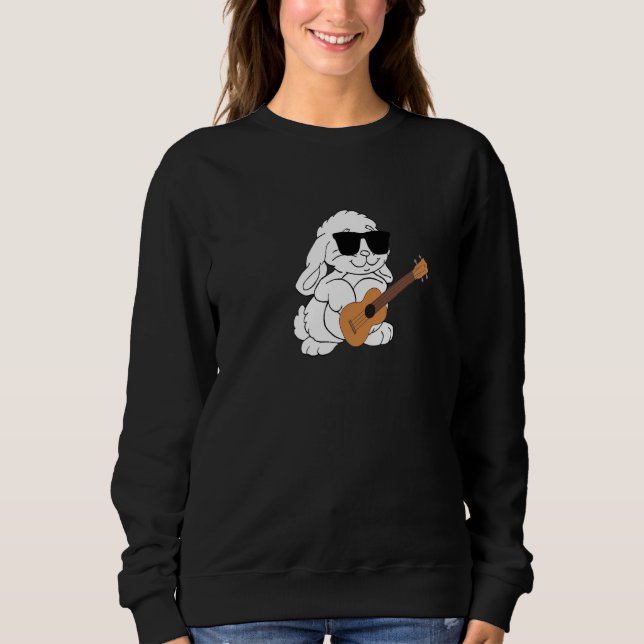 Rabbit Wearing Sunglasses Playing Ukulele Sweatshirt (Front)