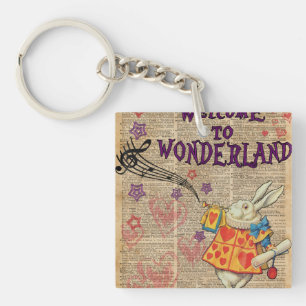 Rabbit Welcome To .. Alice In Wonderland Key Ring
