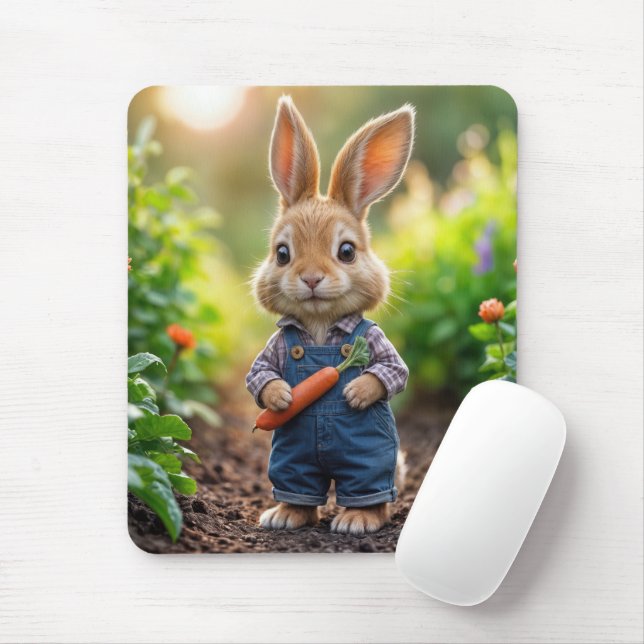 Rabbit With a Carrot Mouse Pad (With Mouse)