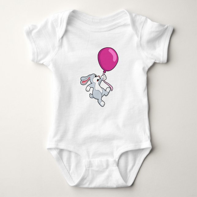 Rabbit with Balloon Baby Bodysuit (Front)