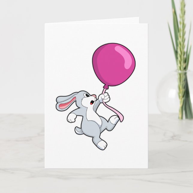 Rabbit with Balloon Card (Front)