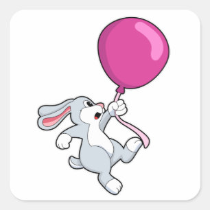 Rabbit with Balloon Square Sticker