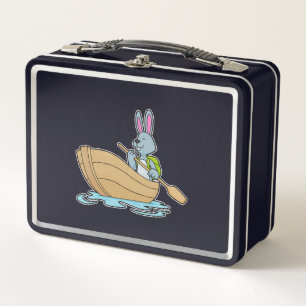 Rabbit with Boat & Paddle Metal Lunch Box