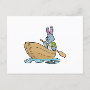 Rabbit with Boat & Paddle Postcard