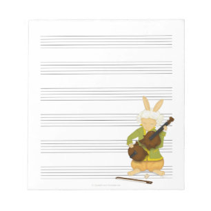 Rabbit With Broken Violin Music Manuscript Paper Notepad