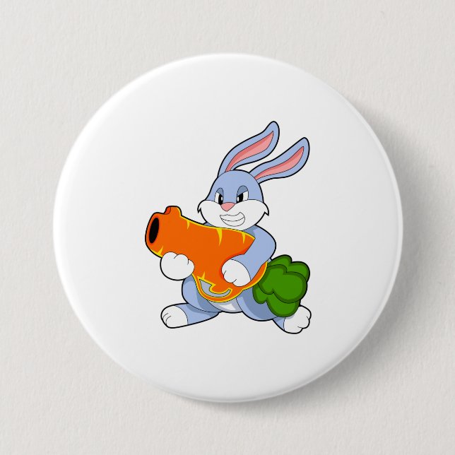 Rabbit with Carrot 7.5 Cm Round Badge (Front)