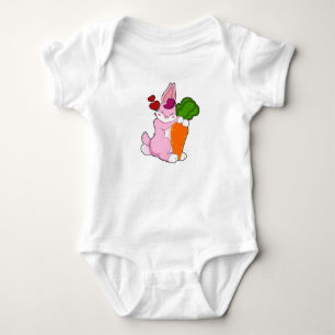 Rabbit with Carrot and Heart Baby Bodysuit
