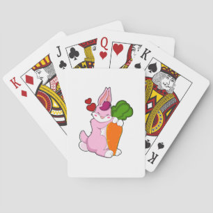 Rabbit with Carrot and Heart Playing Cards