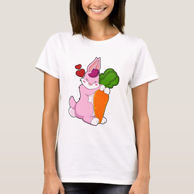 Rabbit with Carrot and Heart T-Shirt (Front)