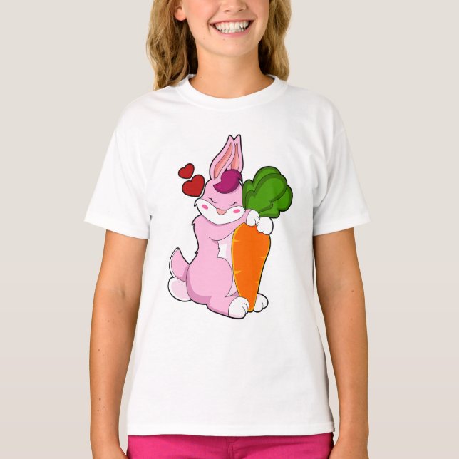 Rabbit with Carrot and Heart T-Shirt (Front)