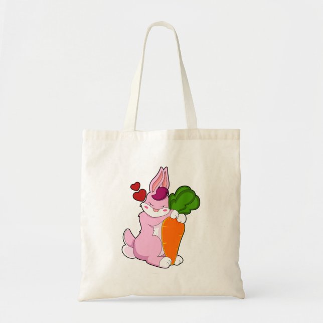 Rabbit with Carrot and Heart Tote Bag (Front)