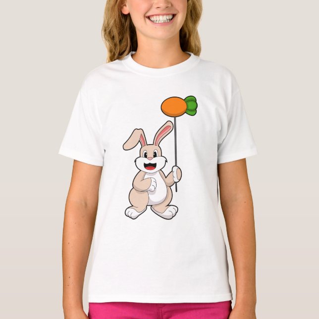 Rabbit with Carrot as Balloon.PNG T-Shirt (Front)