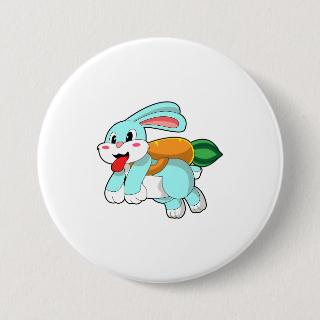 Rabbit with Carrot as Rocket 7.5 Cm Round Badge (Front)