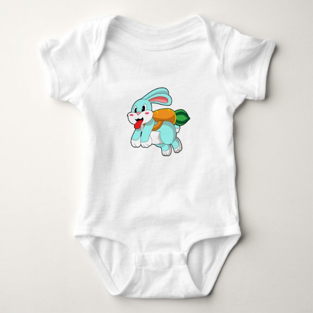 Rabbit with Carrot as Rocket Baby Bodysuit (Front)