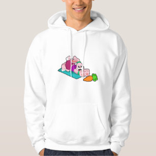 Rabbit with Carrot at Yoga on Yoga mat Hoodie