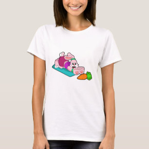 Rabbit with Carrot at Yoga on Yoga mat T-Shirt