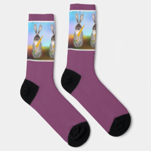 Rabbit with Carrot Crew Socks
