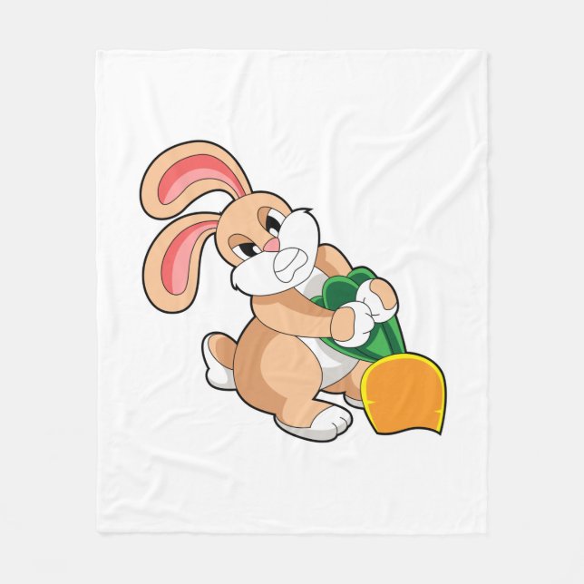 Rabbit with Carrot Fleece Blanket (Front)