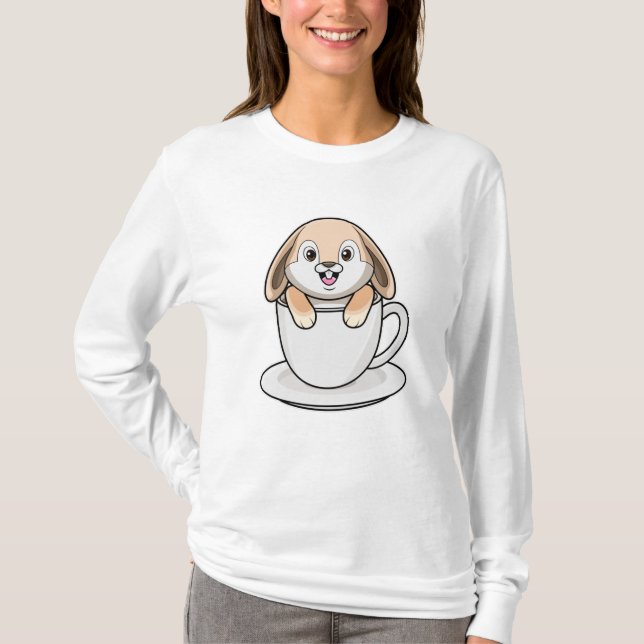 Rabbit with Coffee Cup T-Shirt (Front)