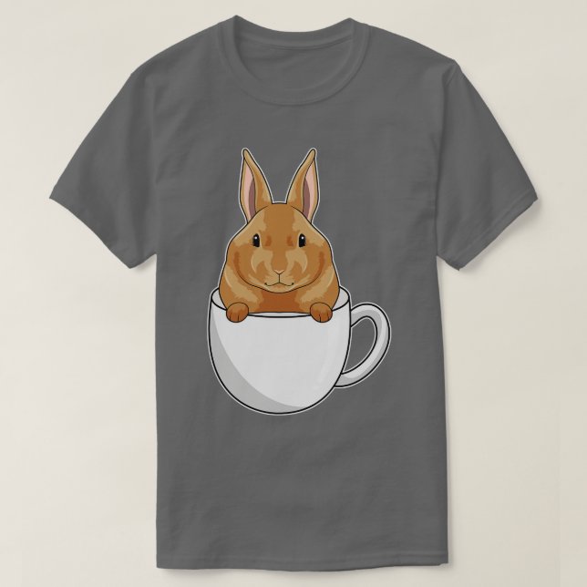 Rabbit with Cup of Coffee T-Shirt (Design Front)