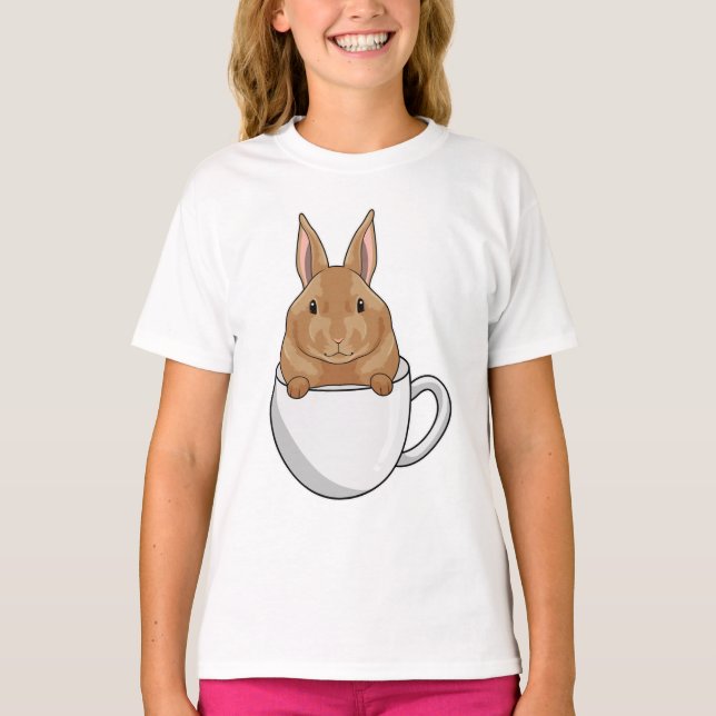 Rabbit with Cup of Coffee T-Shirt (Front)