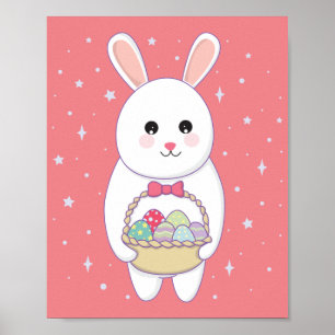 rabbit with easter egg basket  poster