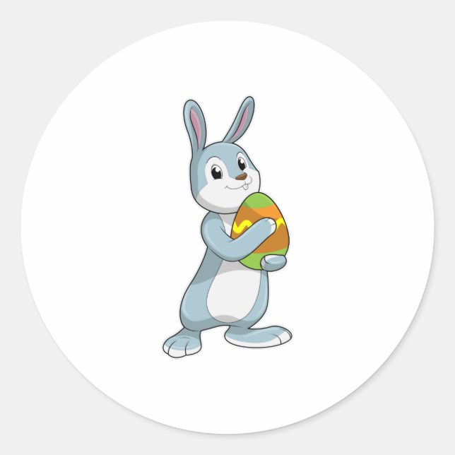 Rabbit with Egg Classic Round Sticker (Front)