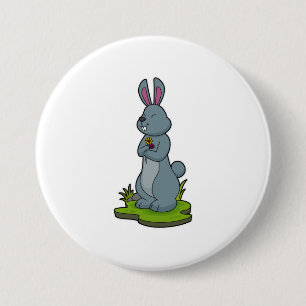 Rabbit with Flowers 7.5 Cm Round Badge