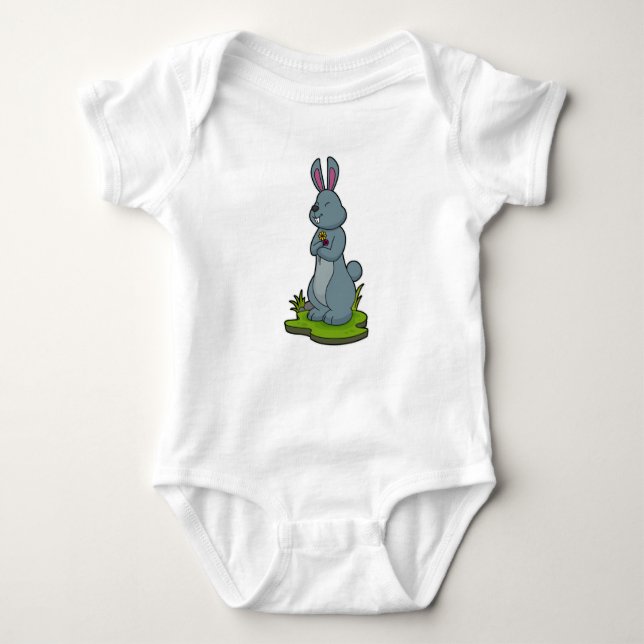 Rabbit with Flowers Baby Bodysuit (Front)